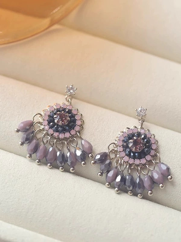パープルクリスタルピアス