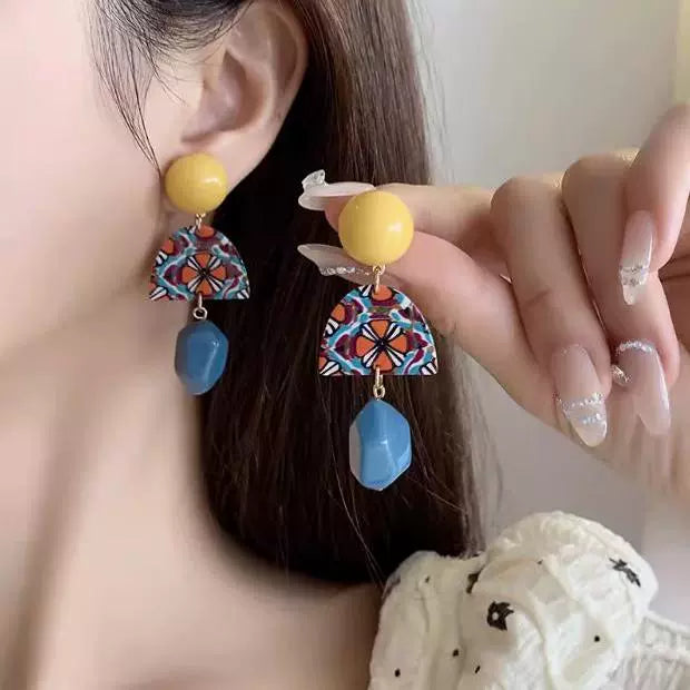 イエロー×ブルーコントラストピアス